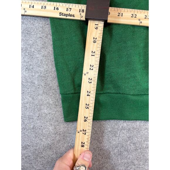 VINTAGE 70s Wauwatosa Sweater Mens Medium Green Knit Cozy Pullover VNeck Varsity - Picture 3 of 6